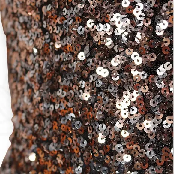 Thirty Thirty Sequin Cowl Neck Top Bronze Silver Party Glam Y2K Camisole Size S - Picture 6 of 11